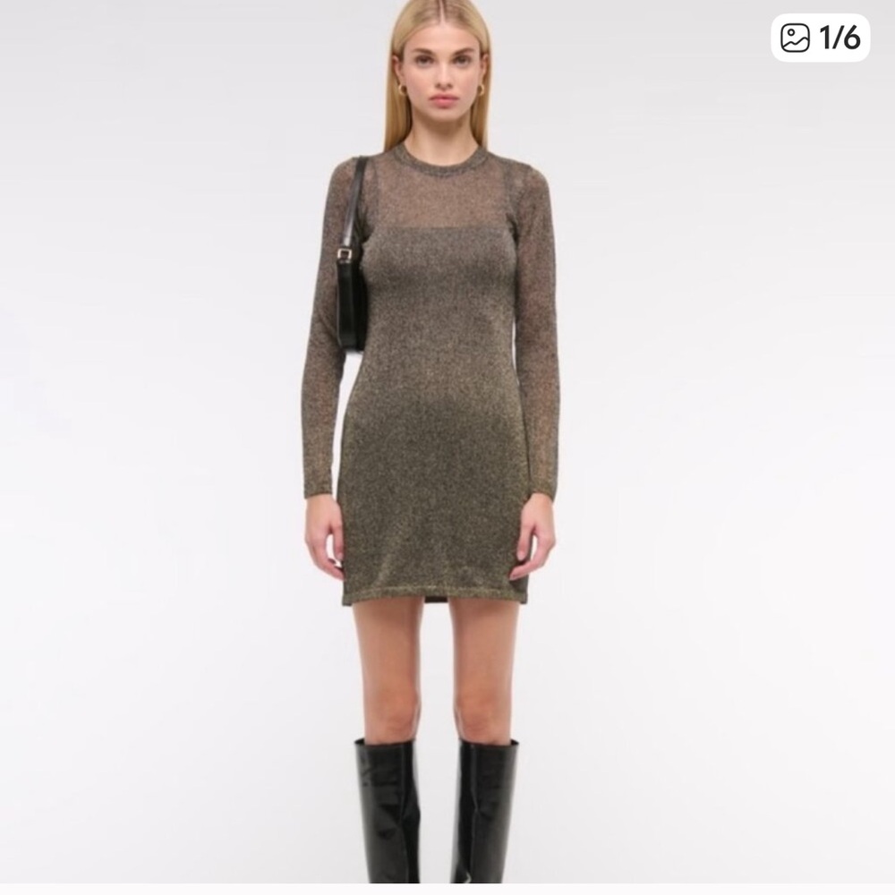 Abercrombie and Fitch Long-Sleeve Sheer Mini Sweater Dress-